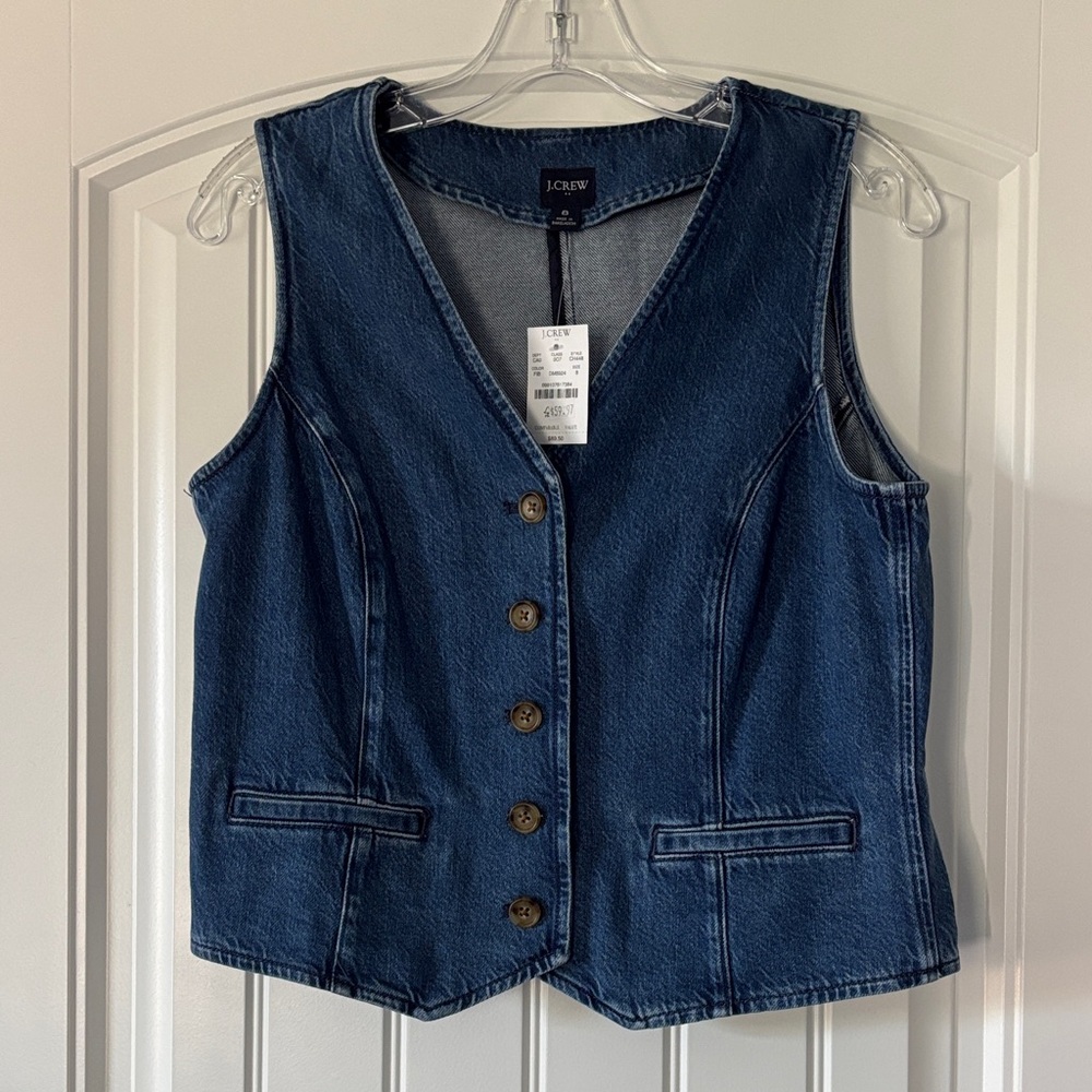 J. Crew Blue Denim Vest with Button Detail